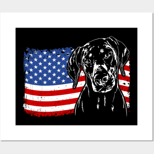 Proud Doberman American Flag patriotic dog Posters and Art